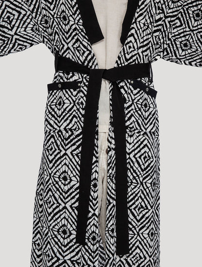 White/Lombok 'Kinship' Long Kimono - Psylo Fashion