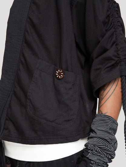 Black Organic Cotton & Linen 'Medusa' Kimono - Psylo Fashion
