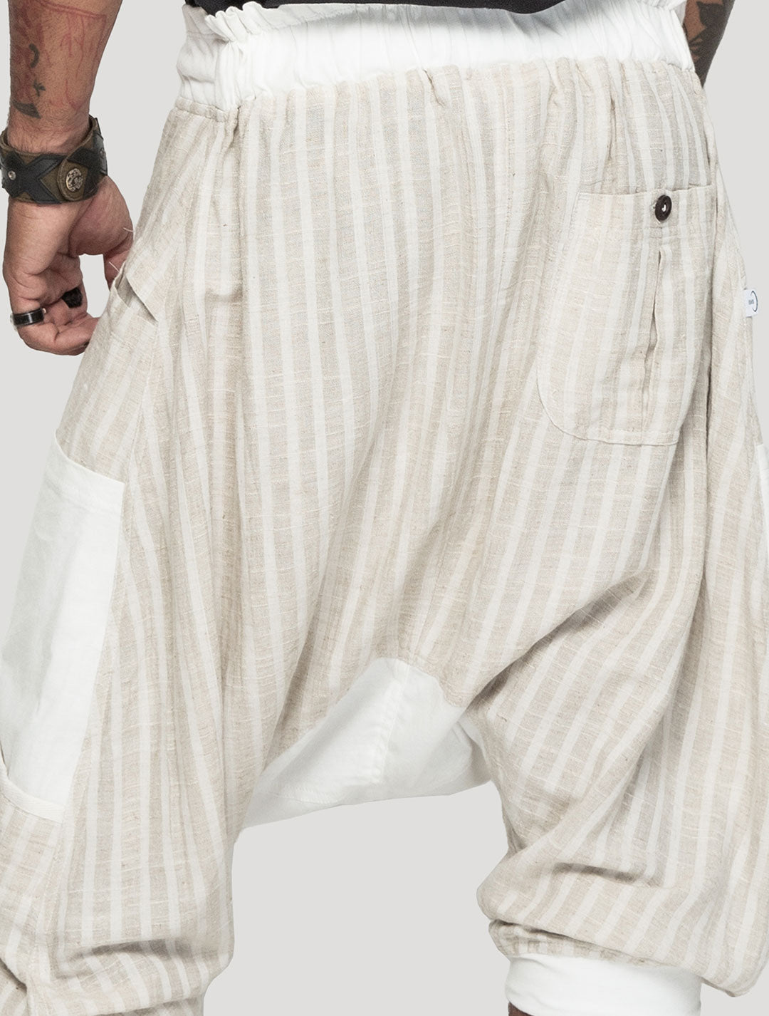 Natural 'Shaolin' Linen Harem ¾ Shorts - Psylo Fashion