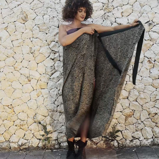 How to style sarong: Olive-Komodo White-Komodo 'Heritage' Long Wrap Skirt - Psylo Fashion