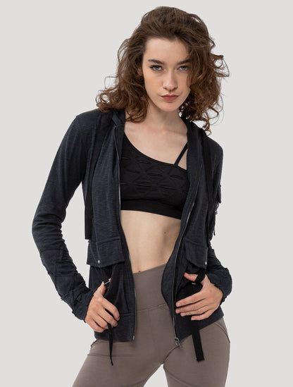 Black 'Pecoa' Hooded Extra Jacket - Psylo Fashion