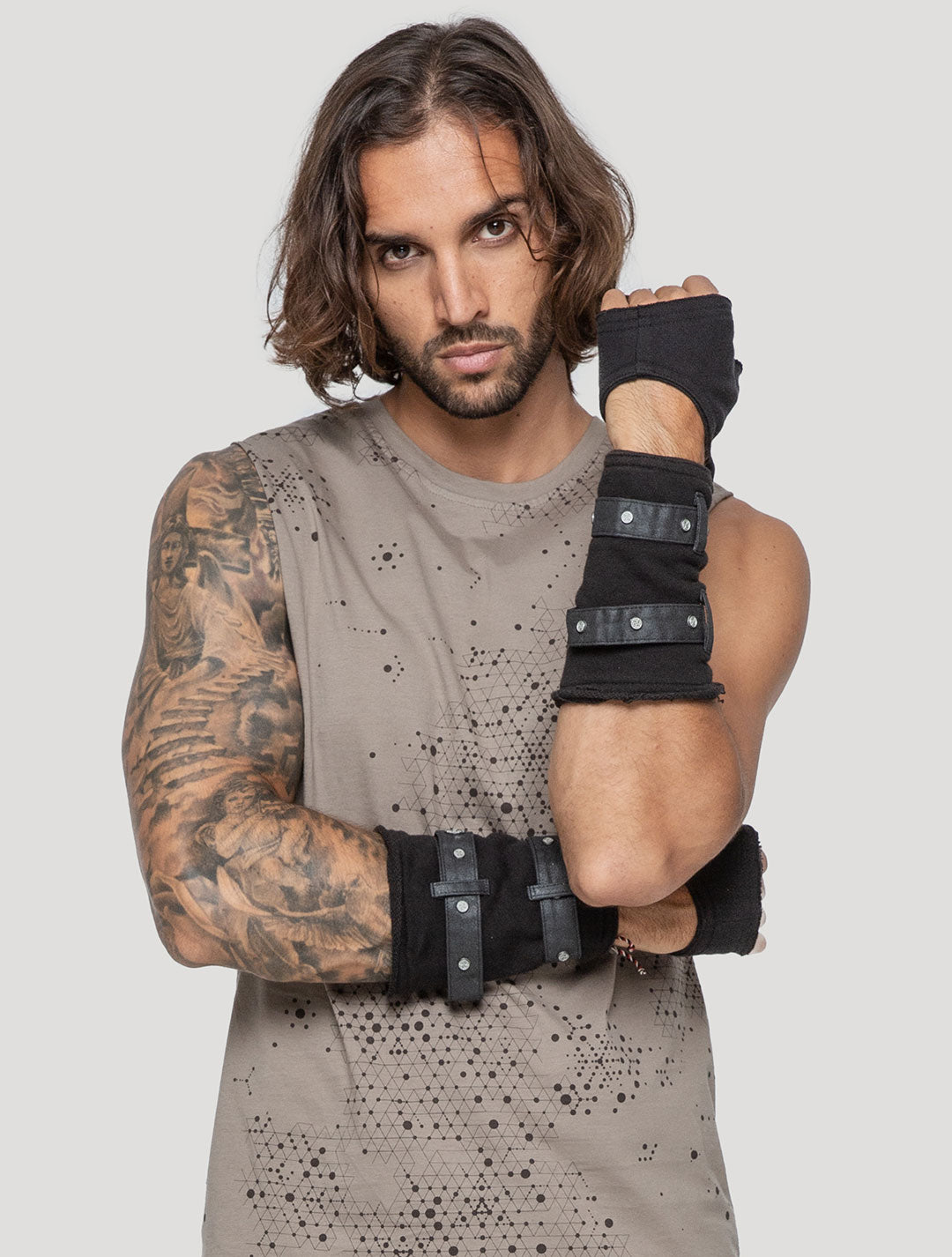 Black 'Rebel' Arm Warmers | Thick & Long Fingerless Gloves - Psylo Fashion
