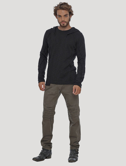 Black Slit Hoodie Jumper - Psylo Fashion